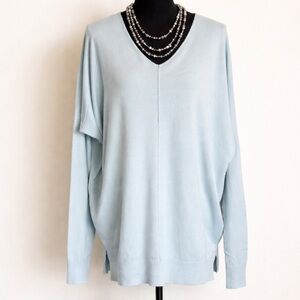 Cherry Cloth Oversized Light Blue V-Neck Sweater NWT Size M